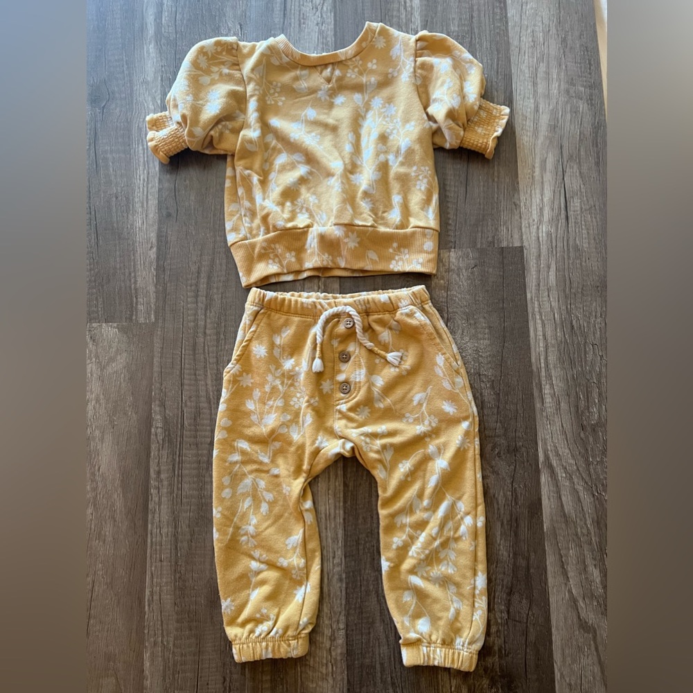 Jessica Simpson 12month floral/mustard matching set
